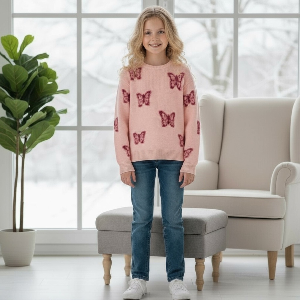 NWT Epic Threads Girls Butterfly Pullover Sweater Fall Winter Cozy